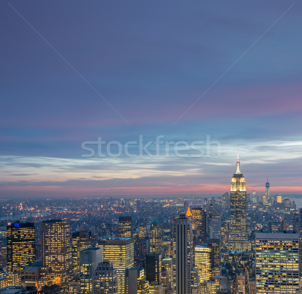 Ansicht neue manhattan Sonnenuntergang Business Himmel Stock foto © Elnur
