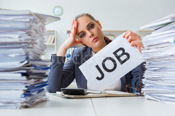 Businesswoman not coping with workload and resigning Stock photo © Elnur