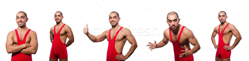 Wrestler in red dress isolated on the white Stock photo © Elnur