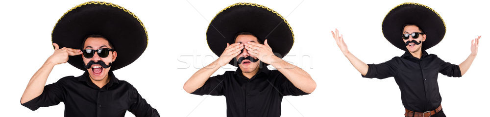 Vicces férfi visel mexikói szombréró kalap Stock fotó © Elnur