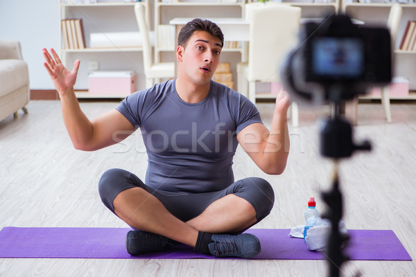 Sports and health blogger recording video in sport concept Stock photo © Elnur