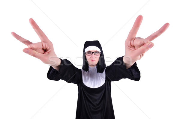 Funny nun isolated on the white background Stock photo © Elnur