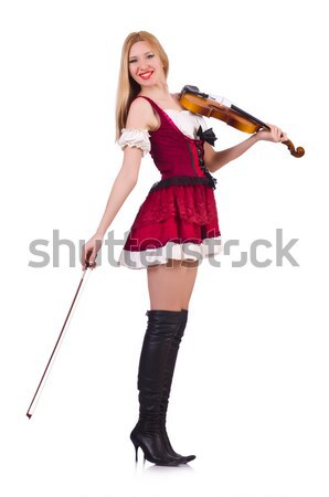 Vrouw luipaard kleding witte gitaar muziek Stockfoto © Elnur