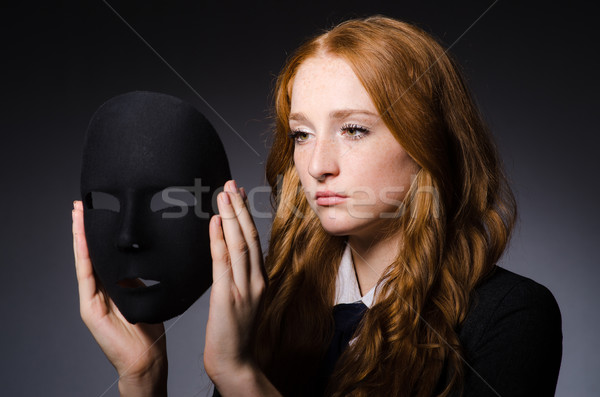 Mujer máscara negocios pelo empresario traje Foto stock © Elnur