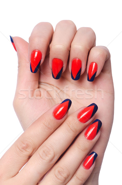 Stock photo: Nail art concept with hands on white