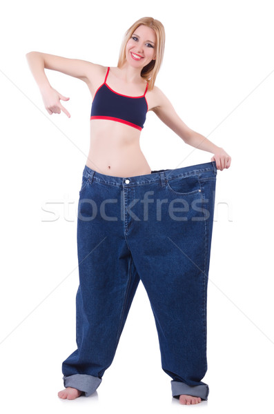Diäten Jeans Frau Mädchen glücklich Gesundheit Stock foto © Elnur