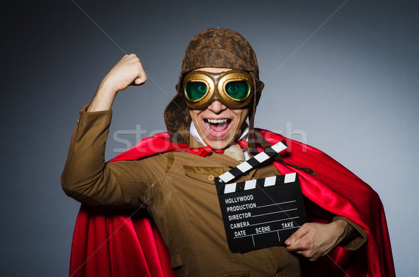 Funny pilot with goggles and helmet Stock photo © Elnur