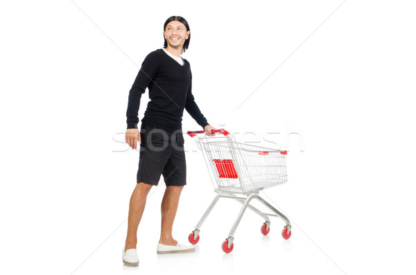 Om cumpărături supermarket coş coş izolat Imagine de stoc © Elnur