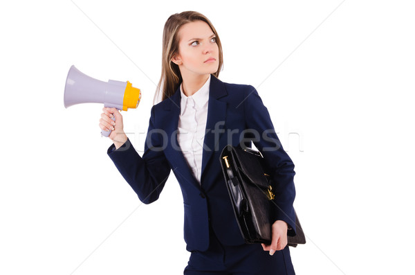 Woman with loudspeaker on white Stock photo © Elnur