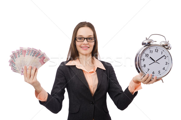 Business lady holding alarm clock isolated on white Stock photo © Elnur