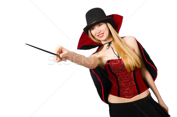 商业照片: 女子 · 魔术师 ·白· 微笑 · 黑色