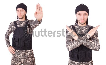 Young man in military uniform isolated on white Stock photo © Elnur