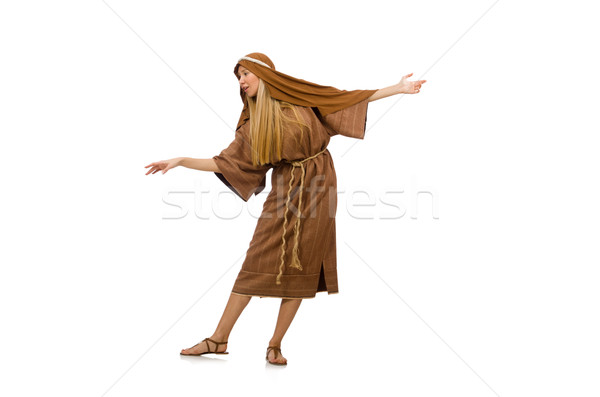 Woman wearing medieval arab clothing on white Stock photo © Elnur