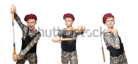 Soldier with gun isolated on white Stock photo © Elnur