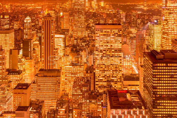 Night view of New York Manhattan during sunset Stock photo © Elnur