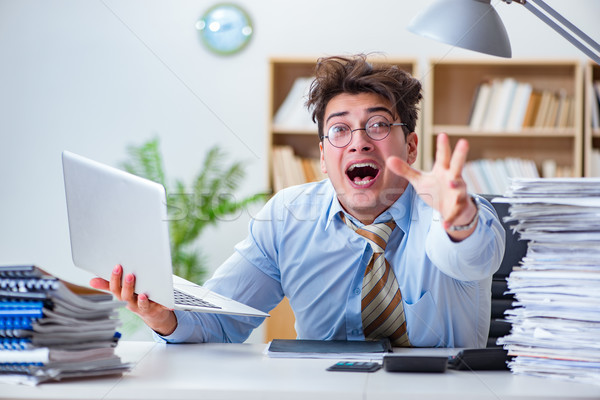 Funny accountant bookkeeper working in the office Stock photo © Elnur