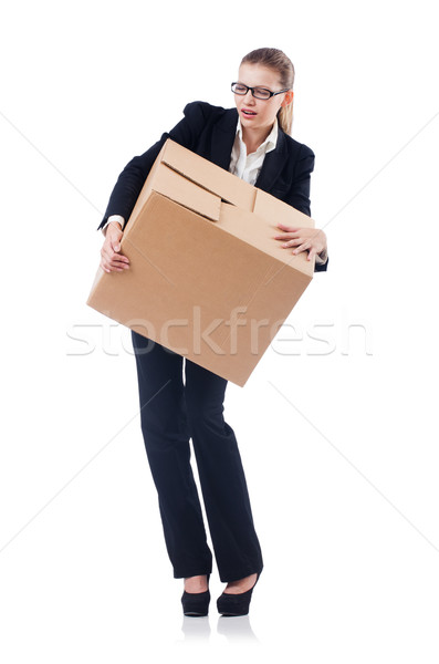 Stockfoto: Vrouw · zakenvrouw · dozen · witte · business · werk