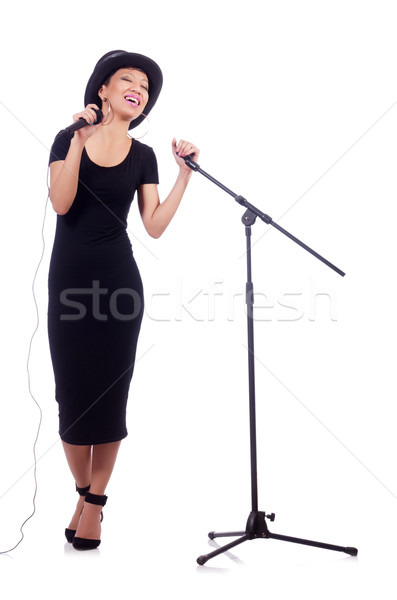 Weiblichen Sänger isoliert weiß Party Hintergrund Stock foto © Elnur