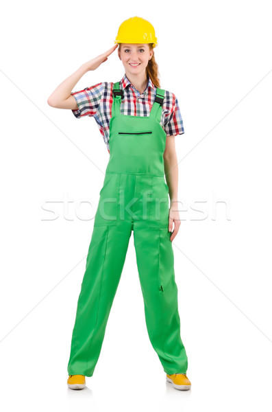 Female handyman in overalls isolated on white Stock photo © Elnur