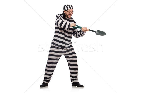 Prison inmate with spade isolated on white Stock photo © Elnur