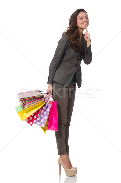 Attractive woman with shopping bags isolated on white Stock photo © Elnur