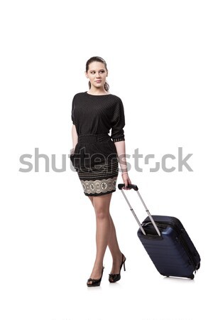Fiatal nő bőrönd izolált fehér nő lány Stock fotó © Elnur