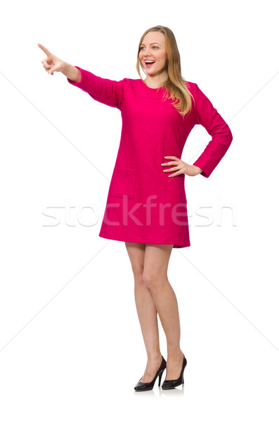 Pretty girl in pink dress isolated on white Stock photo © Elnur