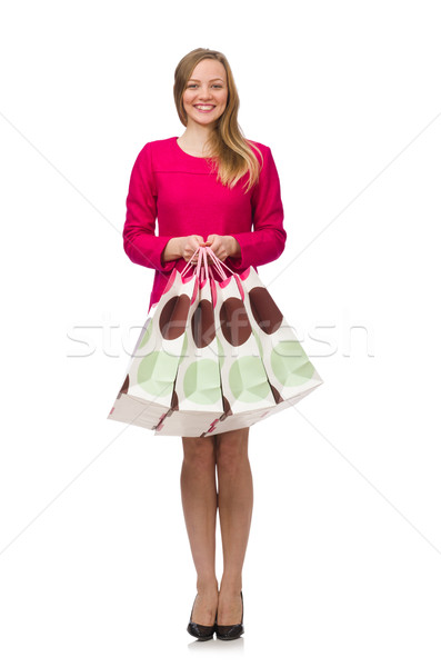 Mädchen rosa Kleid halten Kunststoff Stock foto © Elnur