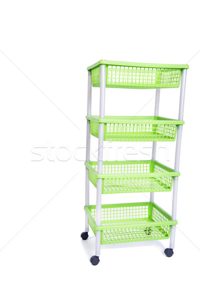 The green bin rack shelf with wheels isolated on white Stock photo © Elnur