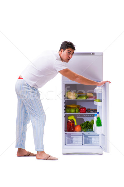 Mann Kühlschrank voll Essen Haus glücklich Stock foto © Elnur