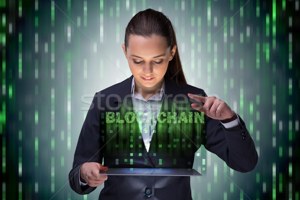 Businesswoman in blockchain cryptocurrency concept Stock photo © Elnur