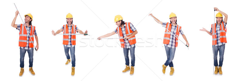 Bauarbeiter isoliert weiß glücklich Arbeit Arbeitnehmer Stock foto © Elnur