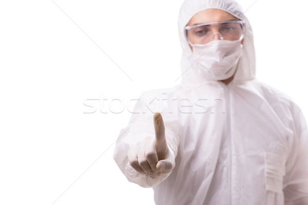 Man in protective suit isolated on white background Stock photo © Elnur