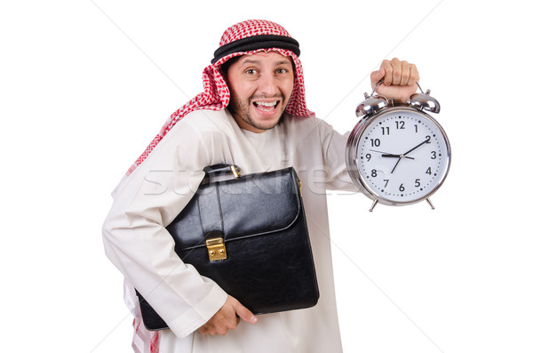 Stock photo: Arab man in time concept on white