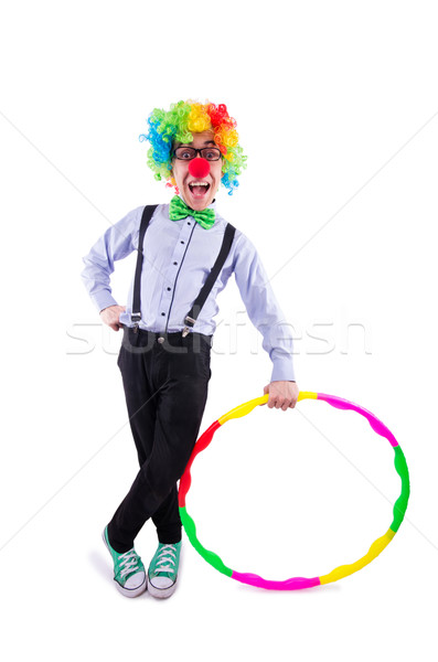 Grappig clown hoelahoep witte partij gelukkig Stockfoto © Elnur