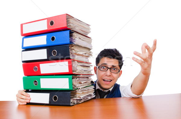 Foto stock: Engraçado · homem · branco · negócio · papel