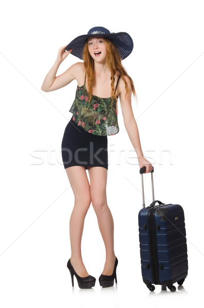 Stock photo: Travel vacation concept with luggage on white