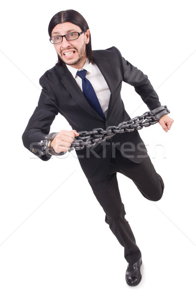 Stock photo: Man with chain isolated on the white