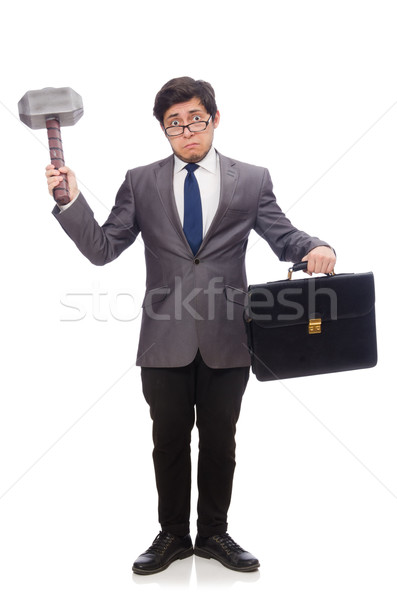 Business man holding hammer isolated on white Stock photo © Elnur