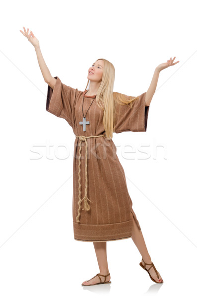 Vrouwelijke gebed geïsoleerd witte vrouw gelukkig Stockfoto © Elnur