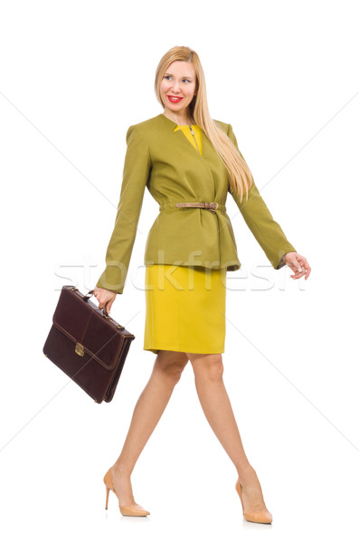 Young woman in vivid jacket and with briefcase isolated on white Stock photo © Elnur