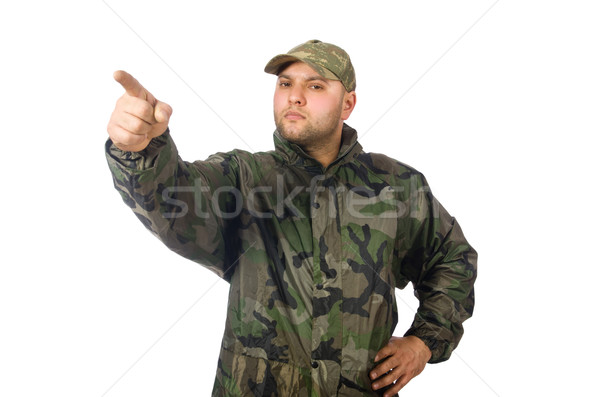 Young man in soldier uniform isolated on white Stock photo © Elnur
