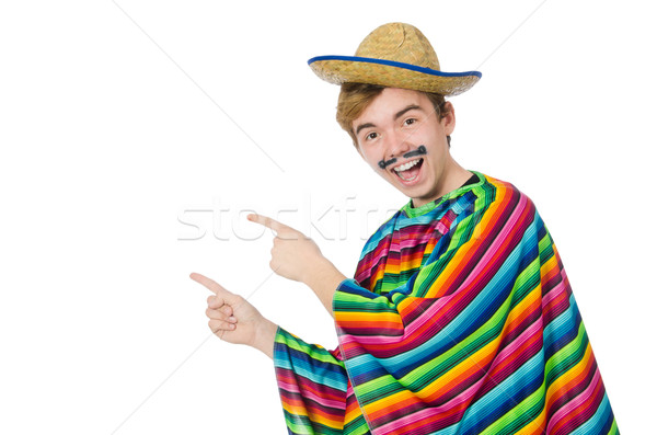 Grappig jonge Mexicaanse vals snor geïsoleerd Stockfoto © Elnur