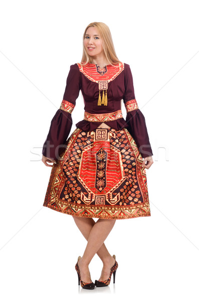 Frau Kleid orientalisch isoliert weiß Modell Stock foto © Elnur