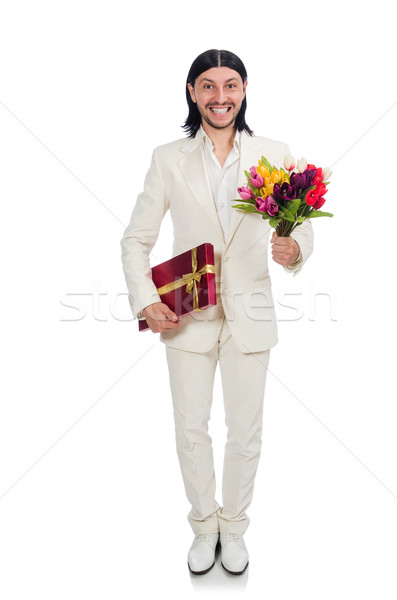Man with giftbox isolated on white Stock photo © Elnur