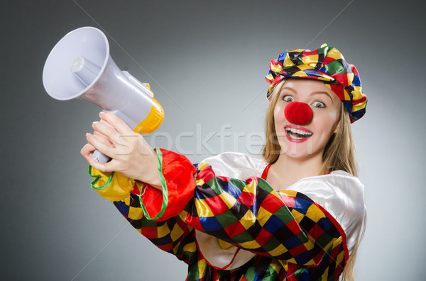 Clown with loudspeaker isolated on white Stock photo © Elnur