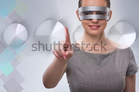 Техно деловая женщина футуристический очки Бар будущем Сток-фото © Elnur