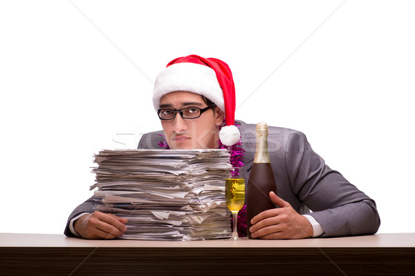 Stockfoto: Jonge · zakenman · vieren · christmas · kantoor · business