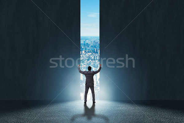 Biznesmen spaceru ambicja ściany sukces mężczyzna Zdjęcia stock © Elnur