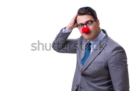 Vicces férfi bohóc izolált fehér buli Stock fotó © Elnur